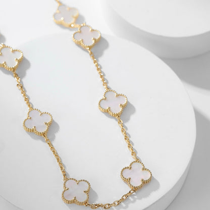 [Am jewelry]CLOVER 10 MOTIFS WHITE MOTHER OF PEARL NECKLACE