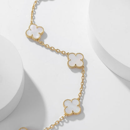 [Am jewelry]CLOVER 10 MOTIFS WHITE MOTHER OF PEARL NECKLACE