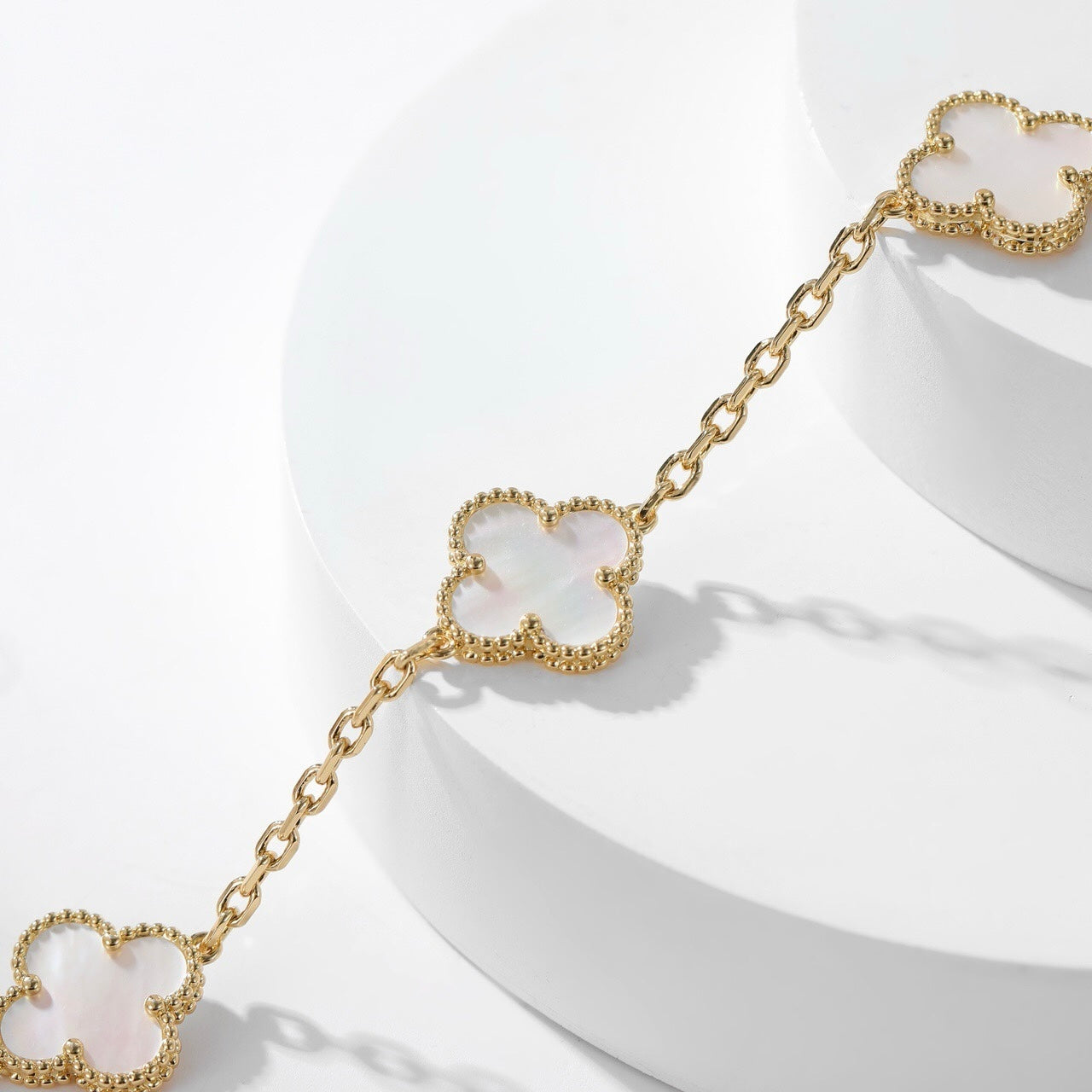 [Am jewelry]CLOVER 10 MOTIFS WHITE MOTHER OF PEARL NECKLACE