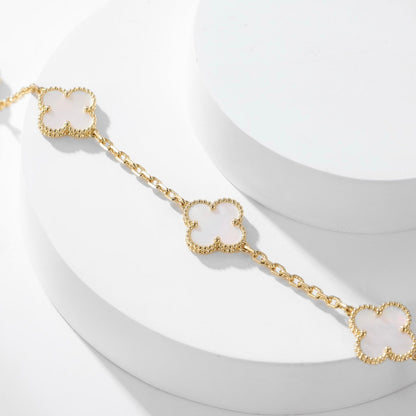[Am jewelry]CLOVER 10 MOTIFS WHITE MOTHER OF PEARL NECKLACE