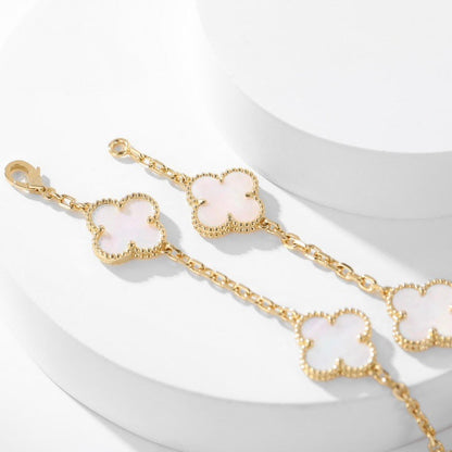 [Am jewelry]CLOVER 10 MOTIFS WHITE MOTHER OF PEARL NECKLACE