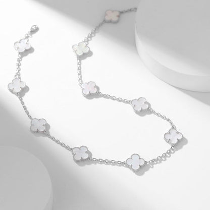 [Am jewelry]CLOVER 10 MOTIFS WHITE MOTHER OF PEARL NECKLACE