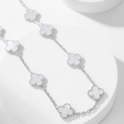 [Am jewelry]CLOVER 10 MOTIFS WHITE MOTHER OF PEARL NECKLACE