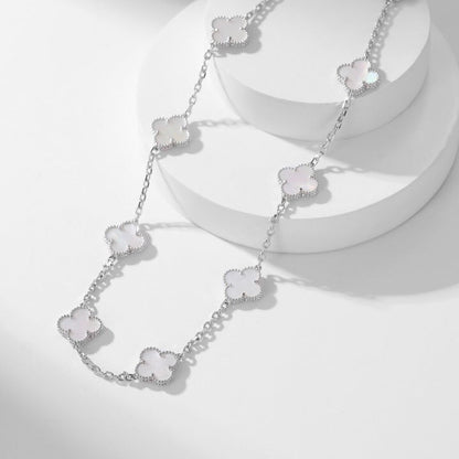 [Am jewelry]CLOVER 10 MOTIFS WHITE MOTHER OF PEARL NECKLACE