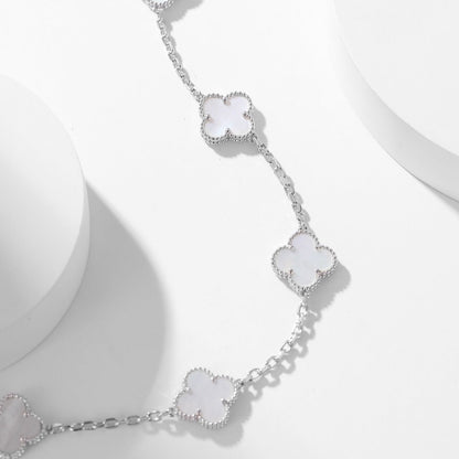 [Am jewelry]CLOVER 10 MOTIFS WHITE MOTHER OF PEARL NECKLACE