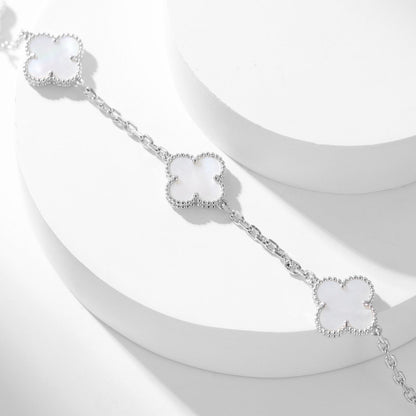 [Am jewelry]CLOVER 10 MOTIFS WHITE MOTHER OF PEARL NECKLACE
