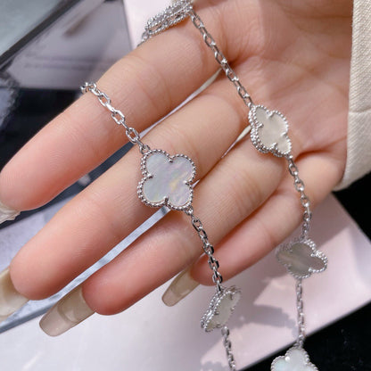 [Am jewelry]CLOVER 10 MOTIFS WHITE MOTHER OF PEARL NECKLACE