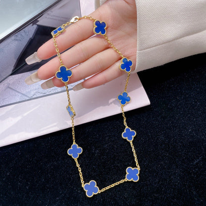 [Am jewelry]CLOVER 10 MOTIFS BLUE AGATE NECKLACE