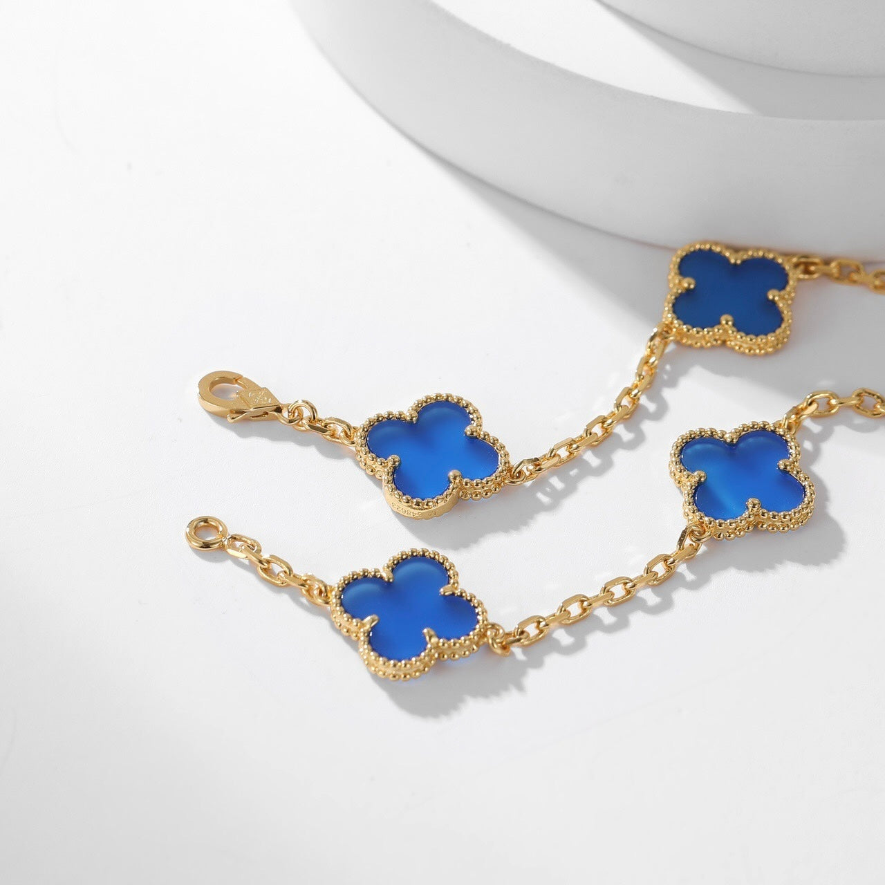 [Am jewelry]CLOVER 10 MOTIFS BLUE AGATE NECKLACE