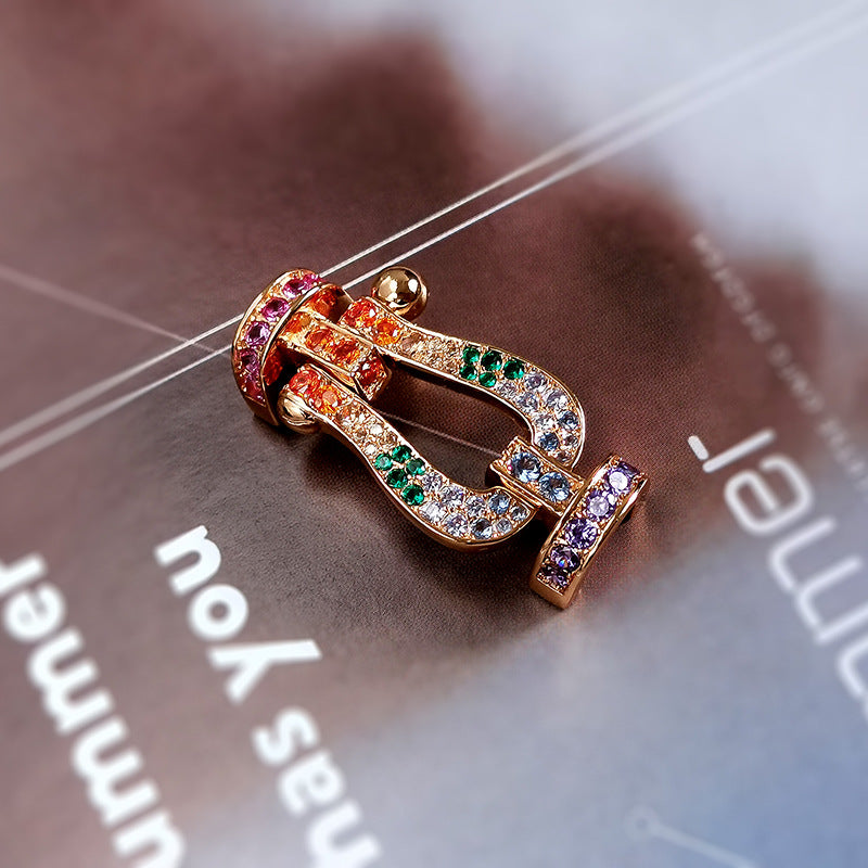 [Am jewelry]FORC LARGE HORSESHOE  COLORED DIAMOND BRACELET SILVER