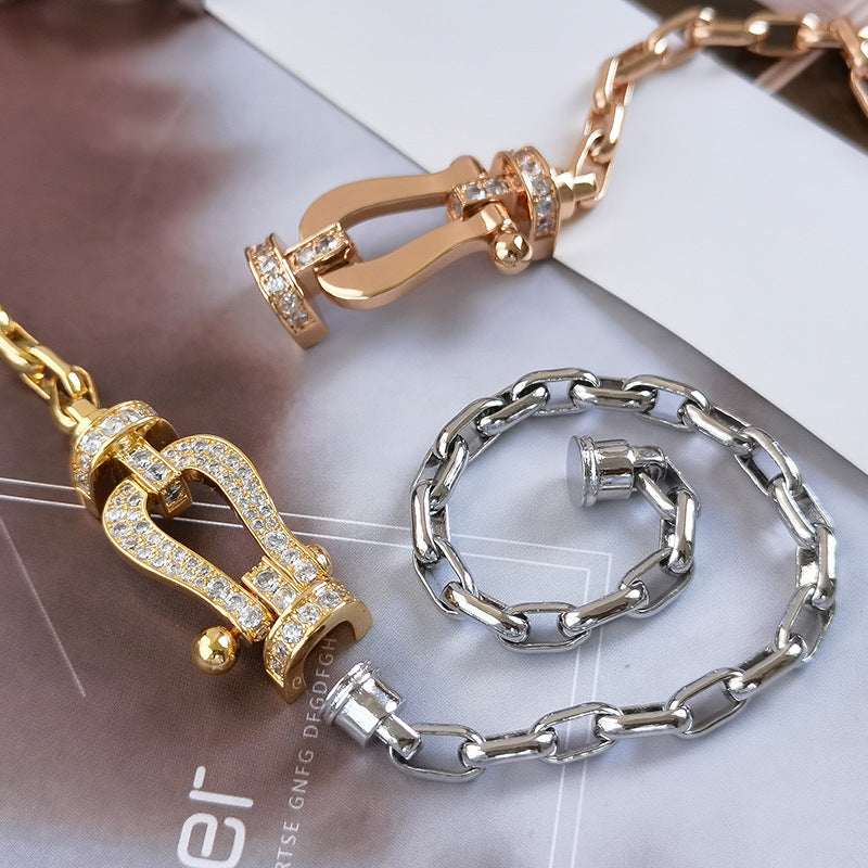 [Am jewelry]FORCE LARGE HORSESHOE CLASP  METAL BRACELET
