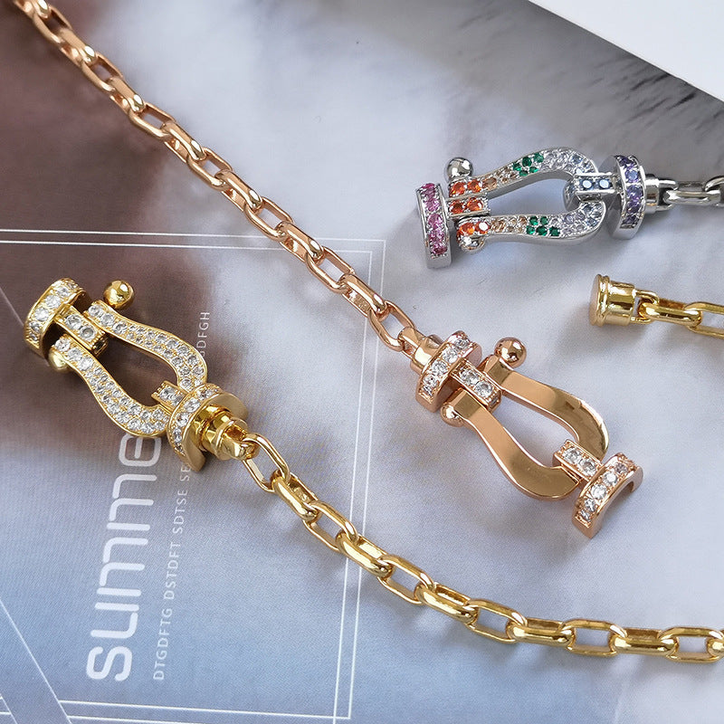 [Am jewelry]FORCE LARGE HORSESHOE CLASP  METAL BRACELET