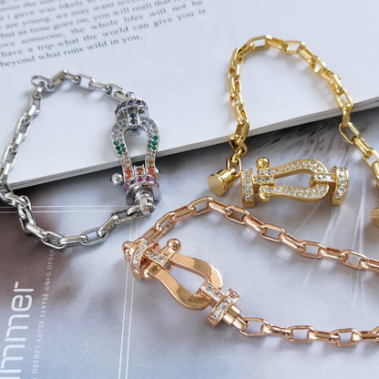 [Am jewelry]FORCE LARGE HORSESHOE CLASP  METAL BRACELET