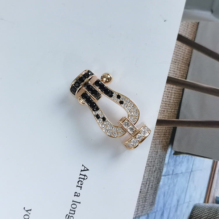 [Am jewelry]FORCE LARGE HORSESHOE BLACK WHITE DIAMOND BRACELET SILVER