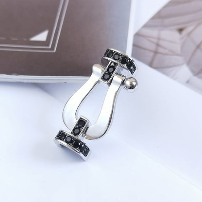 [Am jewelry]FORCE LARGE HORSESHOE BLACK DIAMOND BRACELET SILVER