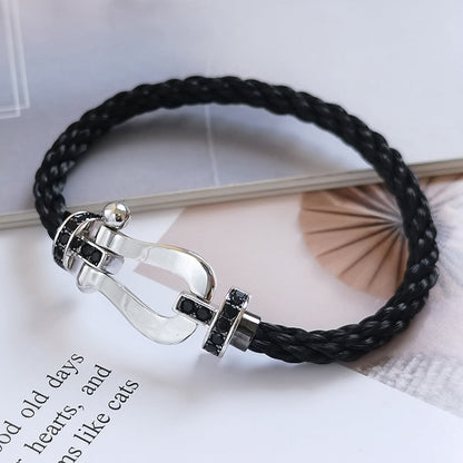 [Am jewelry]FORCE LARGE HORSESHOE BLACK DIAMOND BRACELET SILVER