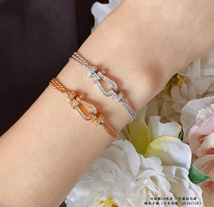 [Am jewelry]FORCE SMALL HORSESHOE  DIAMOND CHAIN ROPE BRACELET