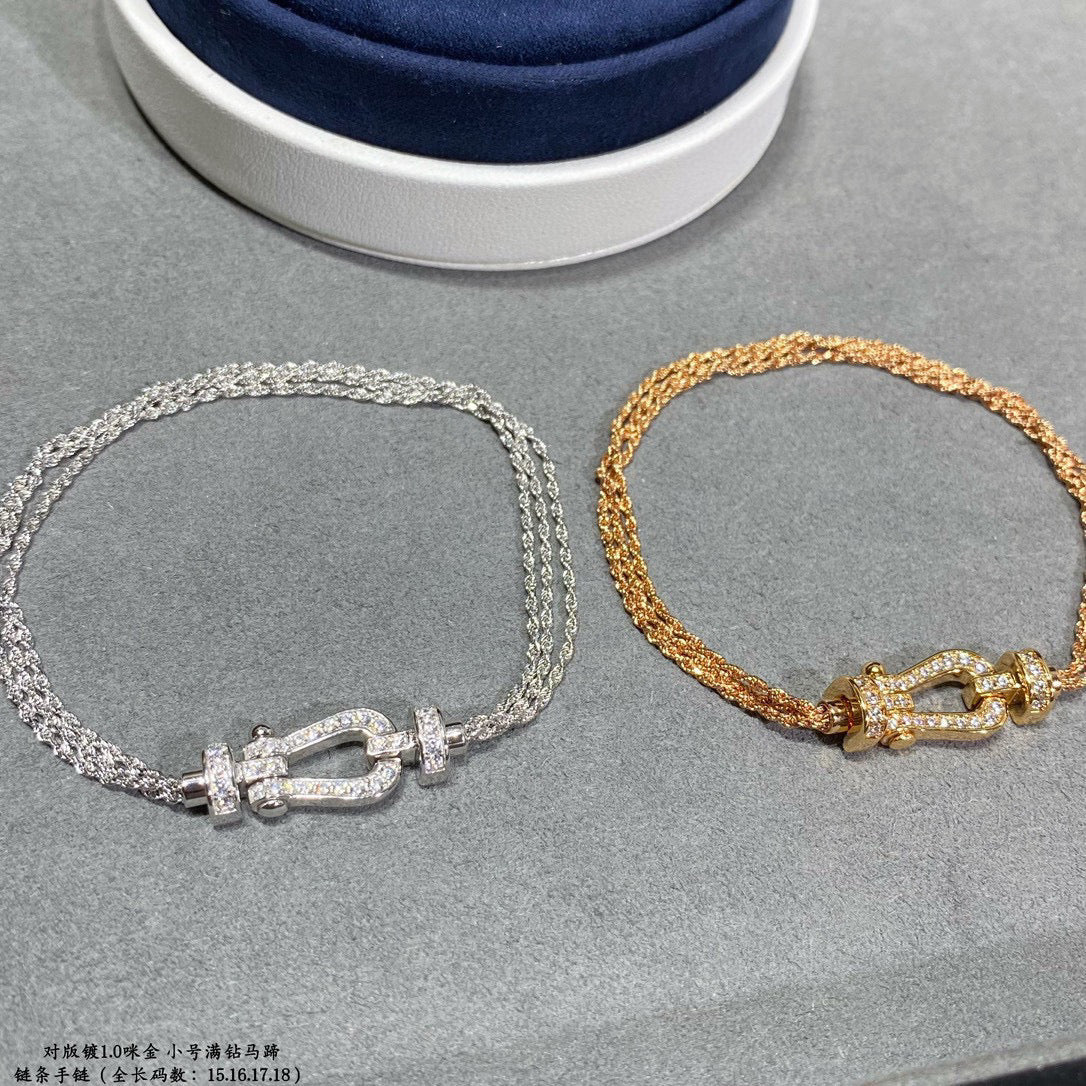 [Am jewelry]FORCE SMALL HORSESHOE  DIAMOND CHAIN ROPE BRACELET
