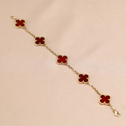 [Am jewelry] CLOVER 5 MOTIF RED CORNELIAN BRACELET COLLECTION