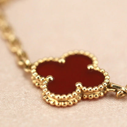 [Am jewelry] CLOVER 5 MOTIF RED CORNELIAN BRACELET COLLECTION