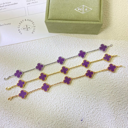 [Am jewelry]CLOVER  5 MOTIFS  PURPLE VIOLET BRACELET
