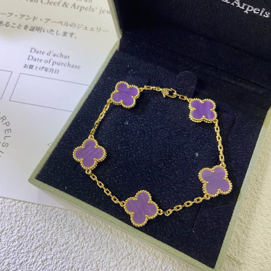 [Am jewelry]CLOVER  5 MOTIFS  PURPLE VIOLET BRACELET