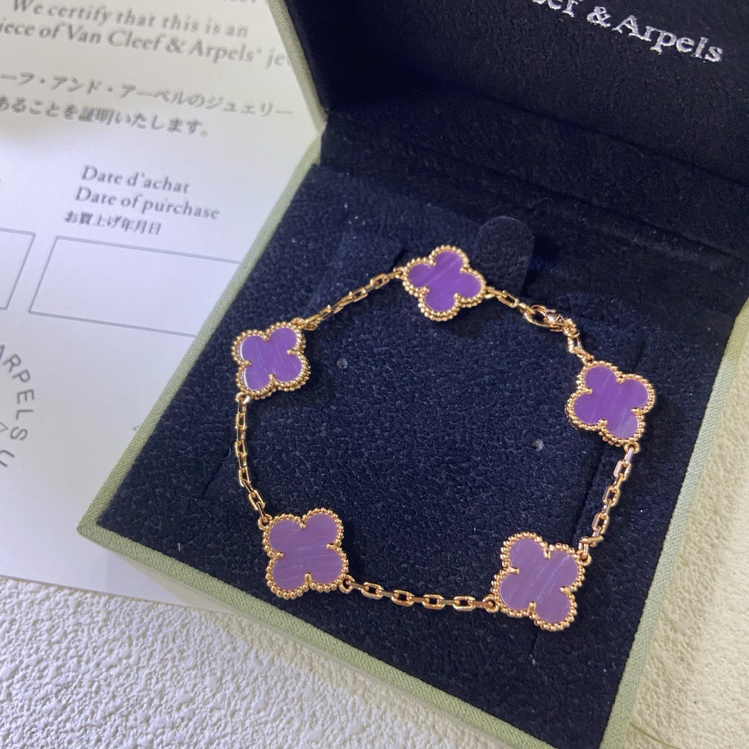 [Am jewelry]CLOVER  5 MOTIFS  PURPLE VIOLET BRACELET