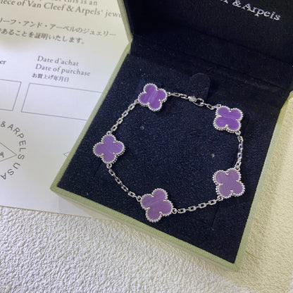 [Am jewelry]CLOVER  5 MOTIFS  PURPLE VIOLET BRACELET