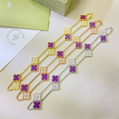 [Am jewelry]CLOVER 10 MOTIFS  PURPLE VIOLET DIAMOND NECKLACE