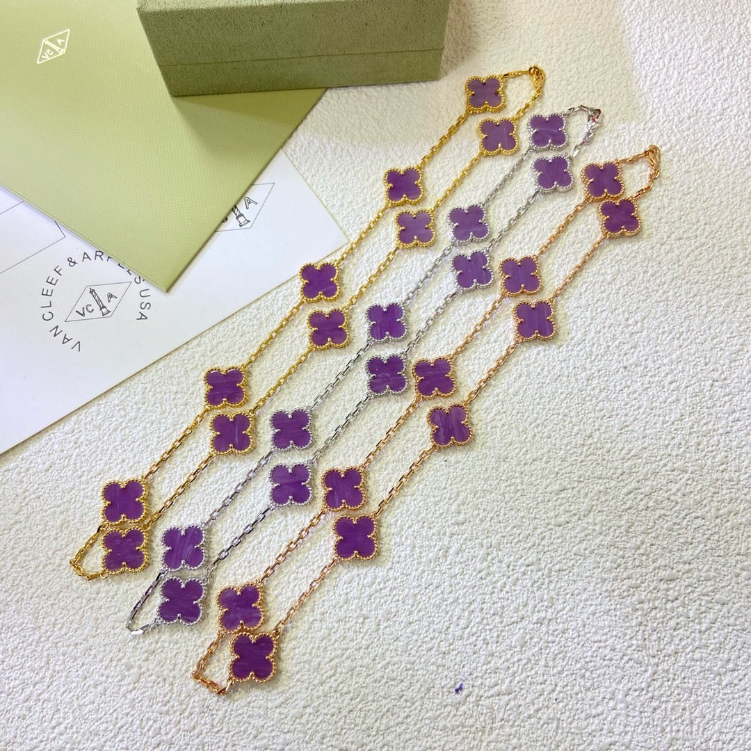[Am jewelry]CLOVER 10 MOTIFS  PURPLE VIOLET  NECKLACE