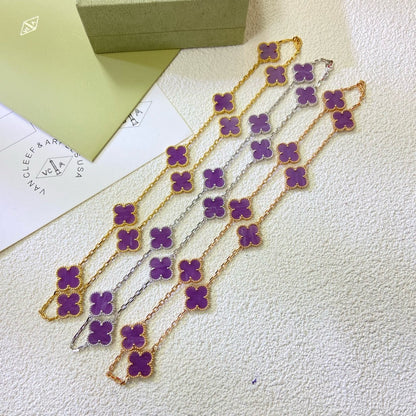 [Am jewelry]CLOVER 10 MOTIFS  PURPLE VIOLET  NECKLACE