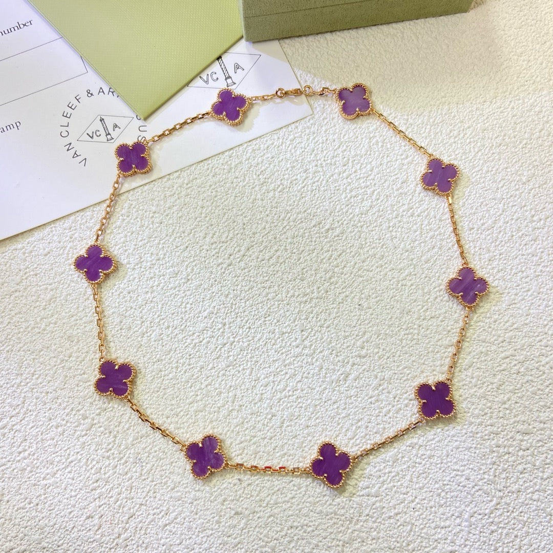 [Am jewelry]CLOVER 10 MOTIFS  PURPLE VIOLET  NECKLACE