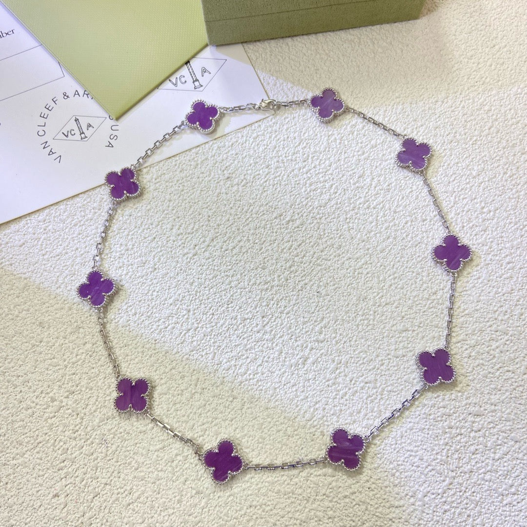 [Am jewelry]CLOVER 10 MOTIFS  PURPLE VIOLET  NECKLACE