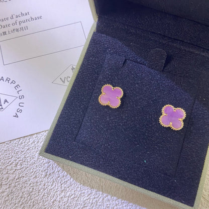 [Am jewelry]CLOVER MINI 9.5MM  PURPLE VIOLET EARRINGS