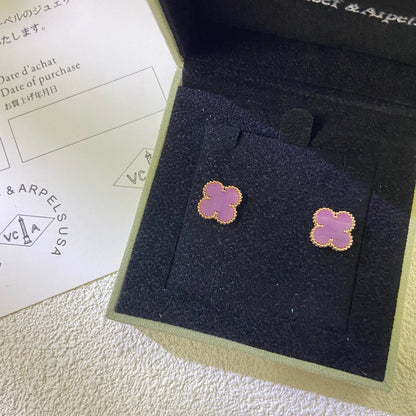 [Am jewelry]CLOVER MINI 9.5MM  PURPLE VIOLET EARRINGS