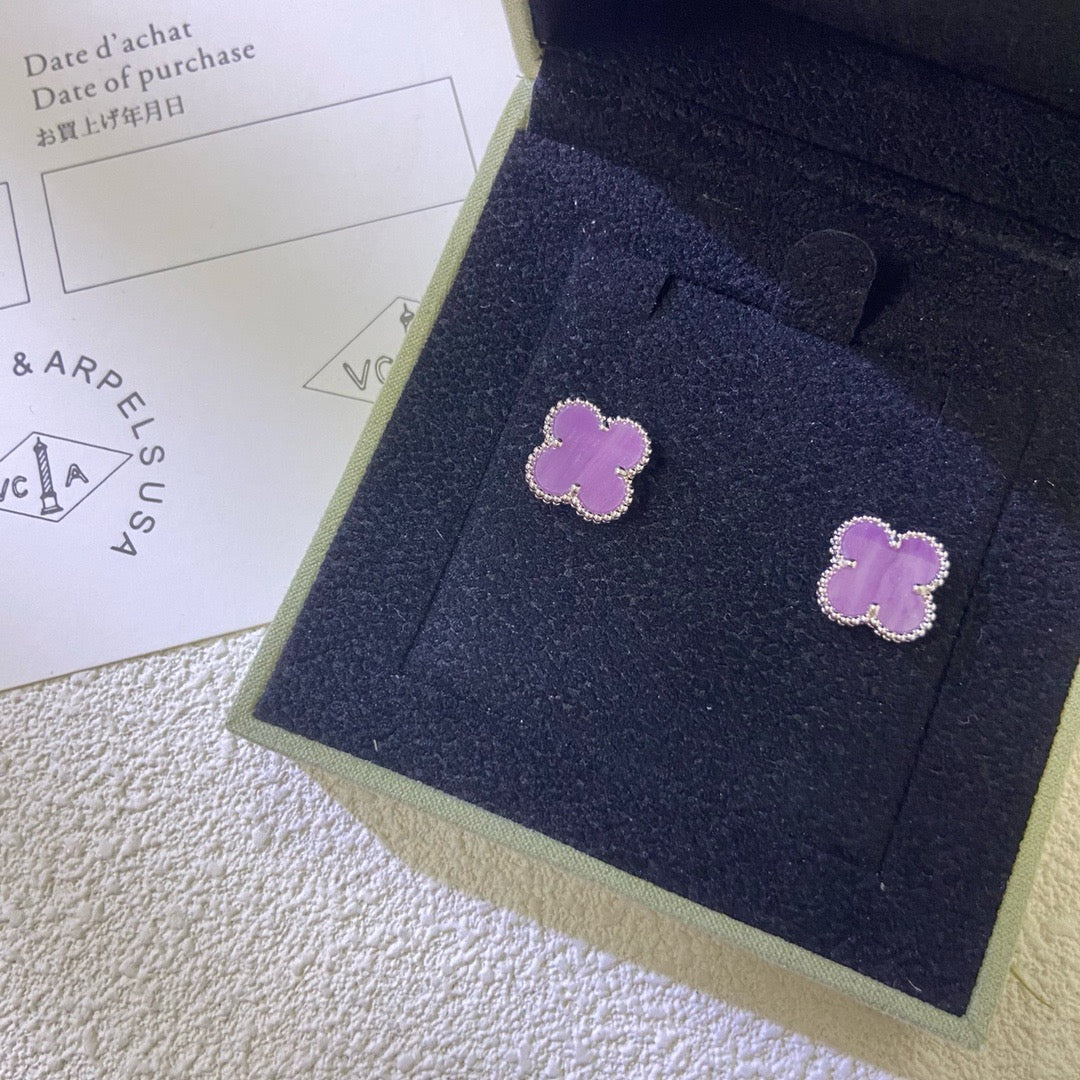 [Am jewelry]CLOVER MINI 9.5MM  PURPLE VIOLET EARRINGS
