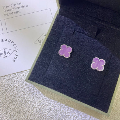 [Am jewelry]CLOVER MINI 9.5MM  PURPLE VIOLET EARRINGS