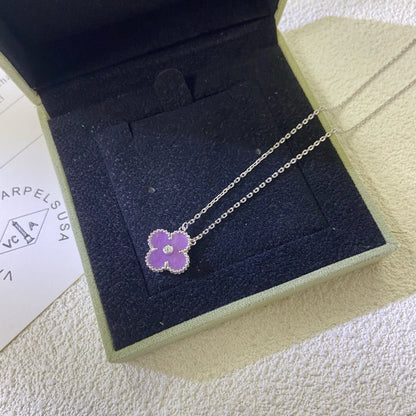 [Am jewelry]CLOVER 15MM DIAMOND  PURPLE VIOLET NECKLACE