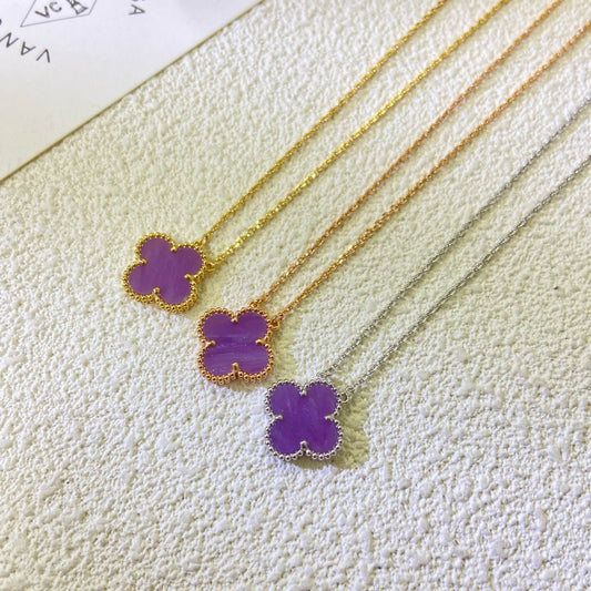 [Am jewelry]CLOVER 15MM  PURPLE VIOLET NECKLACE
