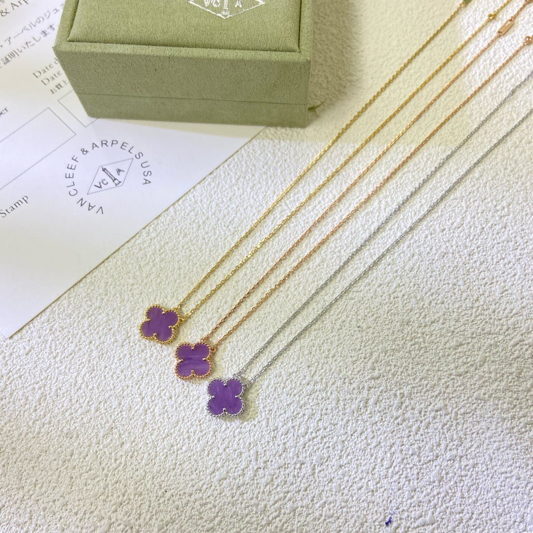 [Am jewelry]CLOVER 15MM  PURPLE VIOLET NECKLACE