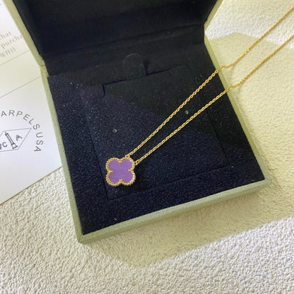 [Am jewelry]CLOVER 15MM  PURPLE VIOLET NECKLACE