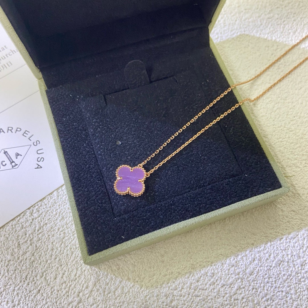 [Am jewelry]CLOVER 15MM  PURPLE VIOLET NECKLACE