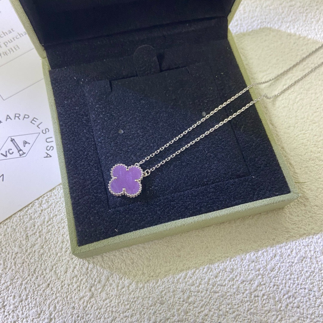[Am jewelry]CLOVER 15MM  PURPLE VIOLET NECKLACE