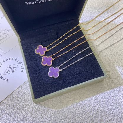 [Am jewelry]CLOVER 15MM  PURPLE VIOLET NECKLACE
