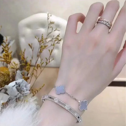 [Am jewelry] CLOVER 5 MOTIF PURPLE CHALCEDONY BRACELET COLLECTION