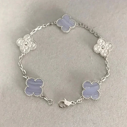 [Am jewelry] CLOVER 5 MOTIF PURPLE CHALCEDONY BRACELET COLLECTION