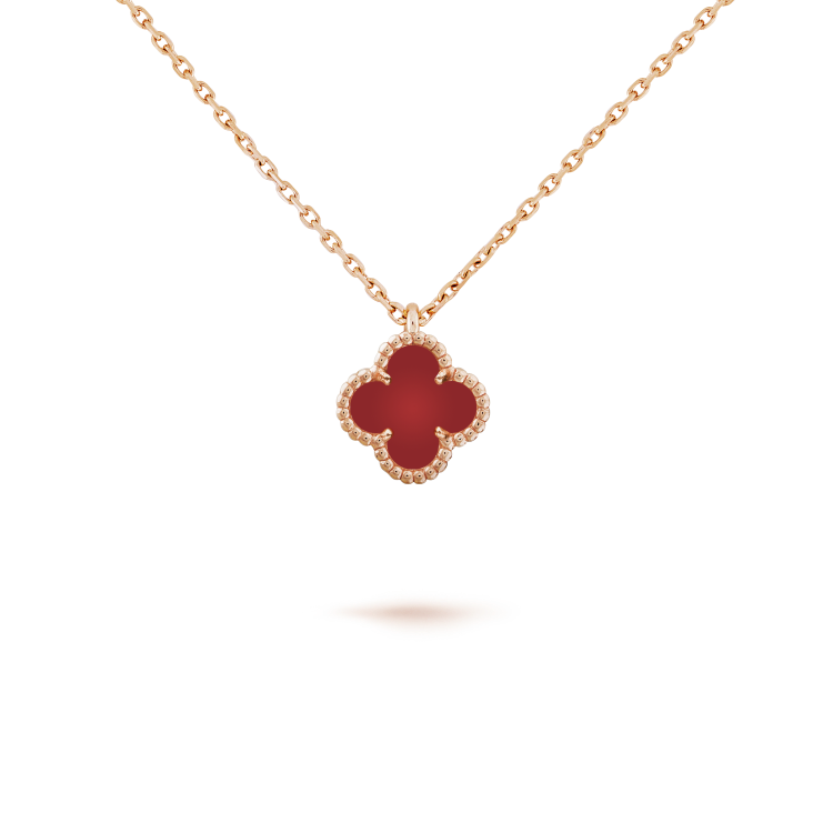 [Am jewelry]CLOVER MINI 9.5MM WHITE CARNELIANS NECKLACE