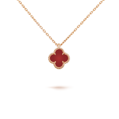 [Am jewelry]CLOVER MINI 9.5MM WHITE CARNELIANS NECKLACE