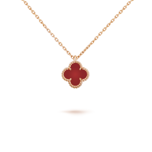 [Am jewelry]CLOVER MINI 9.5MM WHITE CARNELIANS NECKLACE