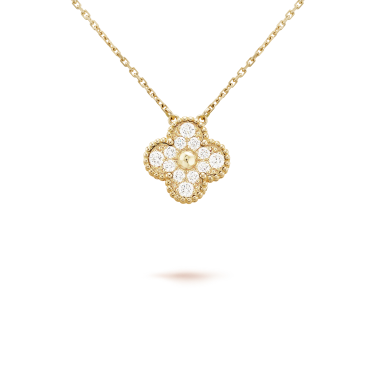 [Am jewelry]CLOVER 15MM DIAMOND SINGLE FLOWER NECKLACE